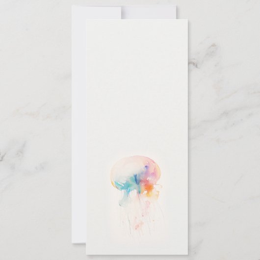 水彩水中クラゲ結婚のメニューカード 招待状 (裏面)