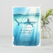 水彩水中海サメ水族館結婚の 招待状 (スタンド正面)