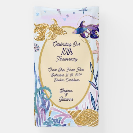 水彩水中魚周年記念クルーズドア 横断幕 (縦)