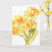 水彩水仙花悔やみや弔慰グリーティングカード カード (黄色い花)