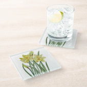 水彩水彩ダッフルズフラワーポートレートイラストレーション ガラスコースター (アングル)