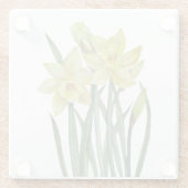 水彩水彩ダッフルズフラワーポートレートイラストレーション ガラスコースター (裏面)