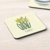 水彩水彩ダッフルズフラワーポートレートイラストレーション コースター (左側)