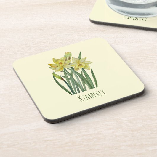 水彩水彩ダッフルズフラワーポートレートイラストレーション コースター (左側)