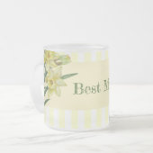 水彩水彩ダッフルズフラワーポートレートイラストレーション フロストグラスマグカップ (正面左)