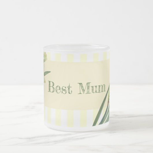 水彩水彩ダッフルズフラワーポートレートイラストレーション フロストグラスマグカップ (中央)