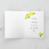 水彩水彩ダフォジル誕生日カード カード (内部)