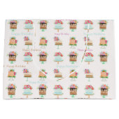 水彩水彩フローラケーキ誕生日 ラージペーパーバッグ (正面)