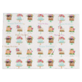 水彩水彩フローラケーキ誕生日 ラージペーパーバッグ (裏面)