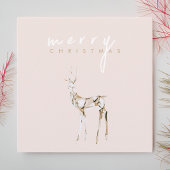 水彩水晶トナカイのメリークリスマスピンク シーズンカード
