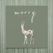 水彩水晶トナカイのメリークリスマス シーズンカード
