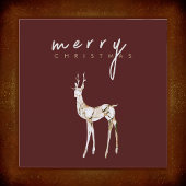 水彩水晶トナカイのメリークリスマス シーズンカード
