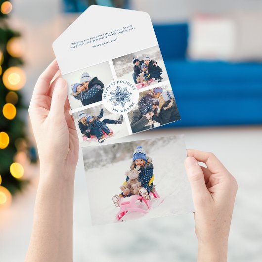 水彩水晶ブルースノーフレーク多光写真 オールインワン招待状