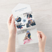 水彩水晶ブルースノーフレーク多光写真 オールインワン招待状 (貼ってはがせる)