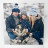 水彩水晶ブルースノーフレーク多光写真 三つ折りクリスマスカード (内部最初)