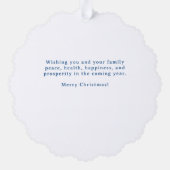 水彩水晶ブルースノーフレーク4フォトコラージュ オーナメントカード (裏面)