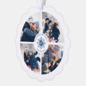 水彩水晶ブルースノーフレーク4フォトコラージュ オーナメントカード (左)