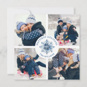 水彩水晶ブルースノーフレーク4フォトコラージュ シーズンカード (正面)