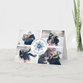 水彩水晶ブルースノーフレーク4フォトコラージュ シーズンカード (正面)