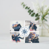 水彩水晶ブルースノーフレーク4フォトコラージュ シーズンポストカード (スタンド正面)