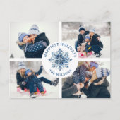 水彩水晶ブルースノーフレーク4フォトコラージュ シーズンポストカード (正面)