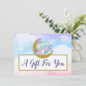 水彩水晶金ゴールドムーンギフト証明書カード 招待状 (スタンド正面)