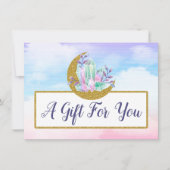 水彩水晶金ゴールドムーンギフト証明書カード 招待状 (正面)