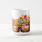 水彩水樽オレンジ色の黄色い花 モーフィングマグカップ (中央)