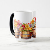 水彩水樽オレンジ色の黄色い花 モーフィングマグカップ (正面左)