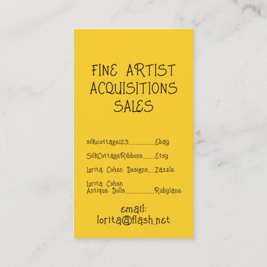 水彩水洗い名刺モダンポップ・アートの抽象芸術 名刺 (裏面)