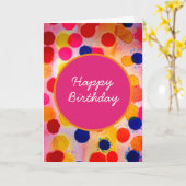 水彩水玉模様かわいい円 カード (黄色い花)