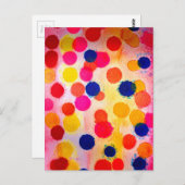 水彩水玉模様かわいい円 ポストカード (正面/裏面)