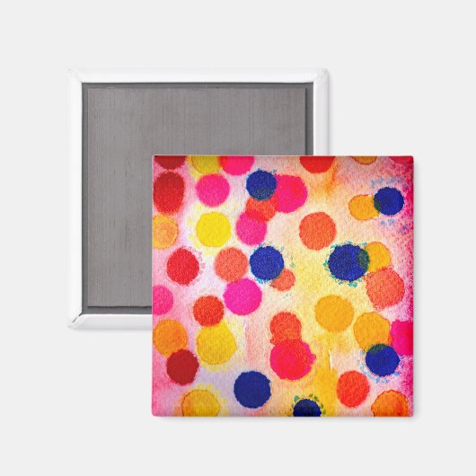 水彩水玉模様かわいい円 マグネット (正面/裏面)