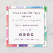 水彩水玉模様カラフルお願い&ロゴ スクエア名刺 (裏面)