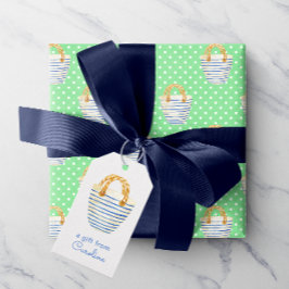 水彩水玉模様ビーチバッグ財布 ギフトタグ