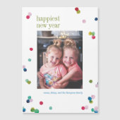 水彩水玉模様ポムスニューイヤーフォトカード マグネット招待状 (正面)