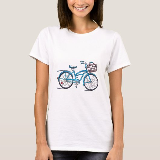 水彩水玉模様自転車 Tシャツ (正面)