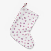 水彩水玉模様、ピンクの幾何学的な背景。 スモールクリスマスストッキング (正面 (吊り時))