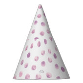 水彩水玉模様、ピンクの幾何学的な背景。 パーティーハット (右)