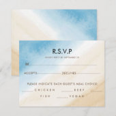 水彩水色アクアブルー結婚オンザシー 出欠カード (正面/裏面)