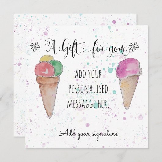 水彩氷クリーム付きギフト券 シーズンカード (正面/裏面)