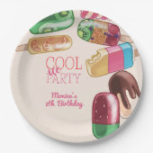 水彩氷クール氷柱パーティー誕生日 ペーパープレート (正面)