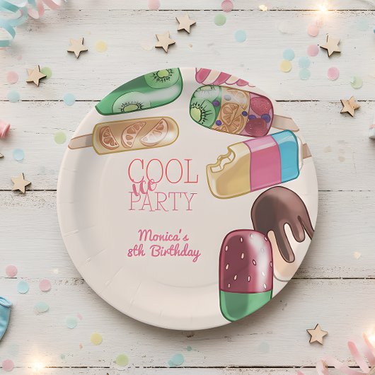 水彩氷クール氷柱パーティー誕生日 ペーパープレート