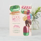 水彩氷クール氷柱パーティー誕生日 招待状 (スタンド正面)