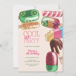 水彩氷クール氷柱パーティー誕生日 招待状