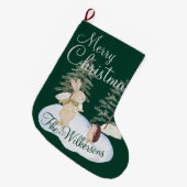 水彩氷スケートで滑る森林動物オングリーン ラージクリスマスストッキング (正面 (吊り時))
