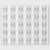 水彩氷スケートで滑る森林動物 ラッピングペーパー (フラット)