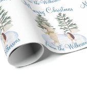 水彩氷スケートで滑る森林動物 ラッピングペーパー (ロールコーナー)