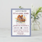 水彩氷パーソナライズされたホッケー誕生日テーマ 招待状 (スタンド正面)