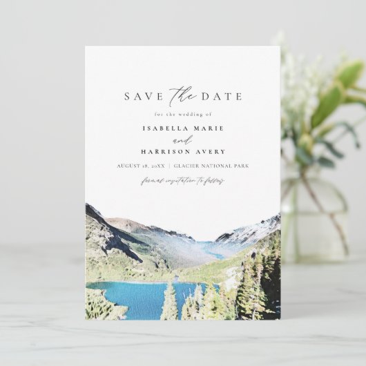 水彩氷河の国立公園の日付を保存 招待状 (スタンド正面)